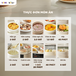 Nồi nấu chậm THẾ HỆ MỚI Bear dung tích 2.5L SC-5H25M34, 5 thố sứ (1 thố 2.5l,…