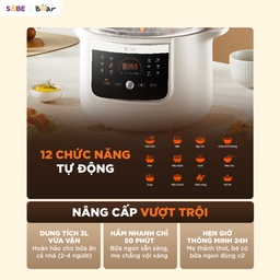 Nồi nấu chậm tử sa dung tích 3L Bear ESP-305LP, kho cá thịt siêu ngon, giàu di…