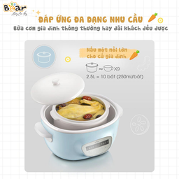 Nồi Nấu Chậm 2,5L Bear SUBE003 Chính Hãng Đa Năng Nấu Cháo, Chưng Yến Bản Tiến…