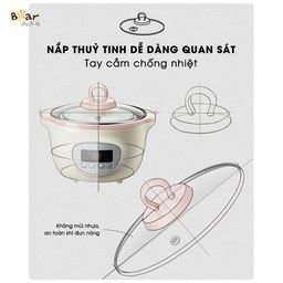 Nồi Nấu Chậm Bear 1,6L SUBE002 Chính Hãng Đa Năng Nấu Cháo, Chưng Yến Bản Tiến…