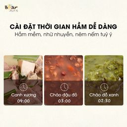 Nồi Nấu Chậm Bear 1,6L SUBE002 Chính Hãng Đa Năng Nấu Cháo, Chưng Yến Bản Tiến…