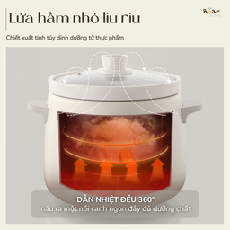 Nồi nấu chậm trực tiếp BEAR 1,5L SB-NNC15, nấu cháo, kho, hầm ninh đồ ăn, bản…
