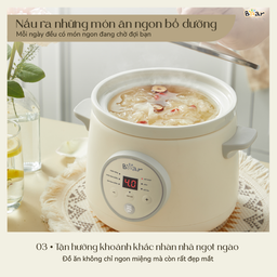 Nồi nấu chậm trực tiếp BEAR 1,5L SB-NNC15, nấu cháo, kho, hầm ninh đồ ăn, bản…