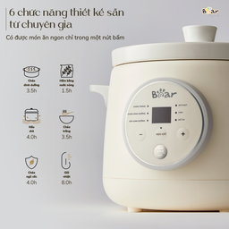 Nồi nấu chậm trực tiếp BEAR 1,5L SB-NNC15, nấu cháo, kho, hầm ninh đồ ăn, bản…