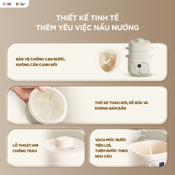 Nồi nấu chậm 0.8L Bear EST-085DH, nấu cách thuỷ, giữ vị ngọt của thực phẩm