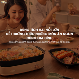 Nồi Lẩu Đa Năng Bear 4,5L SB-NL45K 2 Lòng Lẩu Nướng