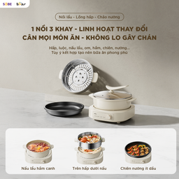Nồi lẩu - nướng - hấp đa năng Bear 5L HOP-505QT Thiết Kế Tách Rời Nóng Nhanh