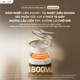 Nồi lẩu - nướng - hấp đa năng Bear 5L HOP-505QT Thiết Kế Tách Rời Nóng Nhanh