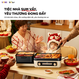Nồi lẩu nướng đa năng Bear GR-5H22R83 thiết kế gấp gọn lẩu nướng 2 ngăn