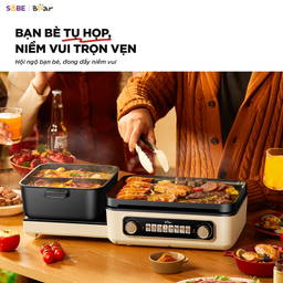 Nồi lẩu nướng đa năng Bear GR-5H22R83 thiết kế gấp gọn lẩu nướng 2 ngăn