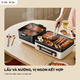 Nồi lẩu nướng đa năng Bear GR-5H22R83 thiết kế gấp gọn lẩu nướng 2 ngăn