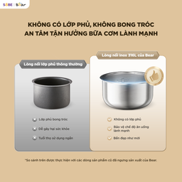 Nồi cơm điện INOX 316L Bear 1.2L (dung tích tổng 3L) RC-5H30O12