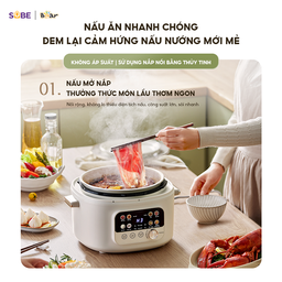 Nồi Áp Suất Điện 4L Bear SB-AS40W Đa Năng 8 Chế Độ Ninh Hầm Lẩu Nướng Sôi Nha…