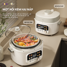 Nồi Áp Suất Điện 4L Bear SB-AS40W Đa Năng 8 Chế Độ Ninh Hầm Lẩu Nướng Sôi Nha…