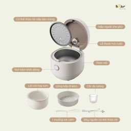 Nồi Cơm Điện Tử Bear 3L SB-NC30B Lòng Nồi 6 Lớp Đa Năng Nấu Cơm Nấu Cháo Hầm H…