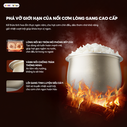 Nồi cơm điện Bear 4L RC-4H40Y, lòng nồi gang tráng men (lòng nồi 1.5L)