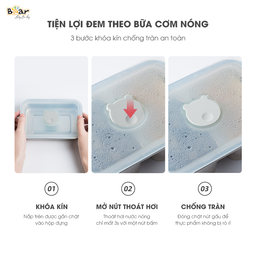 Hộp Cơm Cắm Điện Bear 2 Tầng 3 Ngăn Hâm Nóng Cực Nhanh Inox 304 An Toàn SB-HC12L