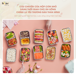 Hộp Cơm Cắm Điện Bear 2 Tầng 3 Ngăn Hâm Nóng Cực Nhanh Inox 304 An Toàn SB-HC12L