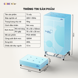 Tủ sấy quần áo gấp gọn Bear PCD-4H12G, dung tích 400l, khung thép