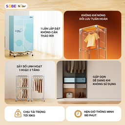 Tủ sấy quần áo gấp gọn Bear PCD-4H12G, dung tích 400l, khung thép