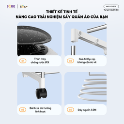 Tủ sấy quần áo Bear HGJ-D12D5 dung tích 475l, cài đặt giờ sấy tiện lợi