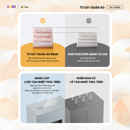 Tủ sấy quần áo Bear HGJ-D12D5 dung tích 475l, cài đặt giờ sấy tiện lợi
