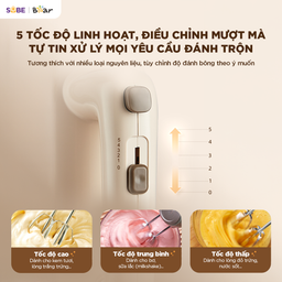 Máy đánh trứng cầm tay Bear HM-5H01J29,công suất 125W đánh bông lòng trắng trứ…