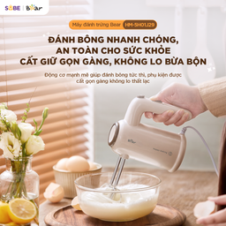Máy đánh trứng cầm tay Bear HM-5H01J29,công suất 125W đánh bông lòng trắng trứ…