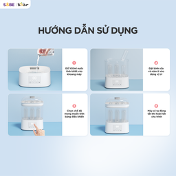 Máy Tiệt Trùng Bình Sữa Bear Tiệt Trùng Hơi Nước, Sấy Khô Bảo Quản 48 Giờ An T…