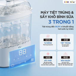 Máy Tiệt Trùng Bình Sữa Bear Tiệt Trùng Hơi Nước, Sấy Khô Bảo Quản 48 Giờ An T…