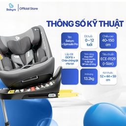 Ghế ô tô cho bé BABYRO I-SPINSAFE PRO (G412IS0), dành cho bé 0-12 tuổi, bảo hà…