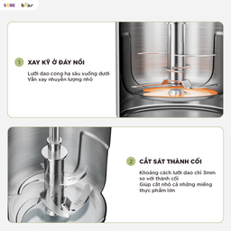 Máy Xay Nấu Thức Ăn Cho Bé Bear 0.35L Lưỡi Dao 3 Tầng 6 Lưỡi BFM-045KN