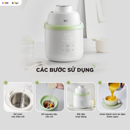 Máy Xay Nấu Thức Ăn Cho Bé Bear 0.35L Lưỡi Dao 3 Tầng 6 Lưỡi BFM-045KN