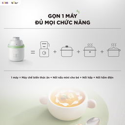 Máy Xay Nấu Thức Ăn Cho Bé Bear 0.35L Lưỡi Dao 3 Tầng 6 Lưỡi BFM-045KN