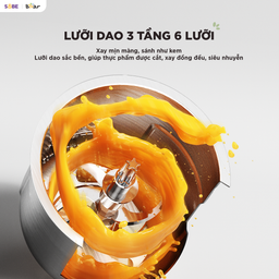 Máy Xay Nấu Thức Ăn Cho Bé Bear 0.35L Lưỡi Dao 3 Tầng 6 Lưỡi BFM-045KN