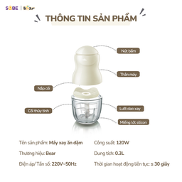 (GIÁ ĐỘC QUYỀN) Máy xay Bear 0.3l GR-B03V8, phù hợp xay đồ ăn dặm, xay gia vị,…