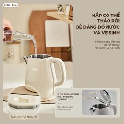 Ấm đun nước Bear, ấm siêu tốc Bear 1.5L EB-5H15D, công suất 1500W, sôi nhanh