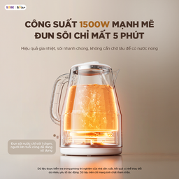 Ấm đun nước Bear, ấm siêu tốc Bear 1.5L EB-5H15D, công suất 1500W, sôi nhanh