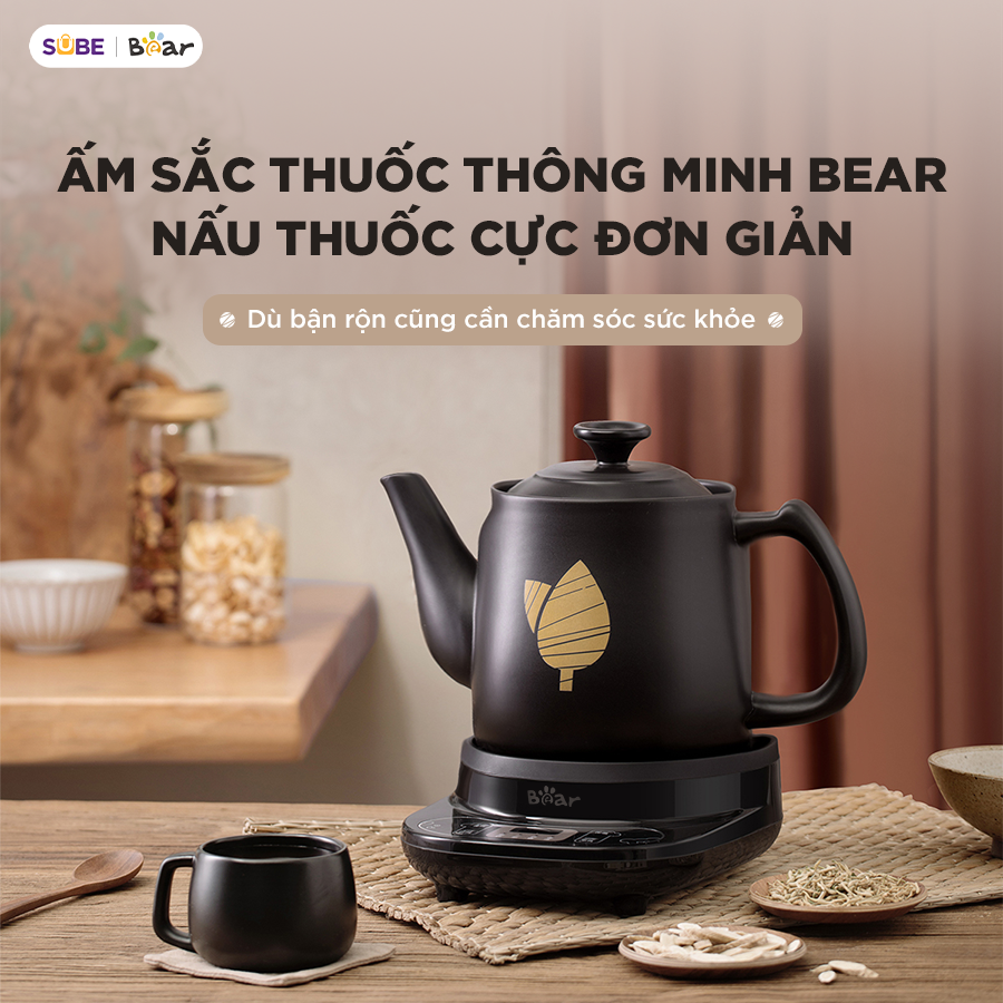 Ấm Sắc Thuốc Bear 4.0L Ấm Sắc Thuốc Bằng Điện Gốm Sứ Chịu Nhiệt HTM-4H40X