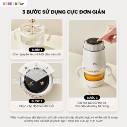 Máy xay ăn dặm thông minh 0.3L Bear BFM-025JM an toàn, có nhiều mức xay theo đ…