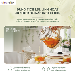 Bình pha trà Bear 1.5L HK-5H15L96 có lõi lọc 16 chức năng pha trà đun nước giữ…