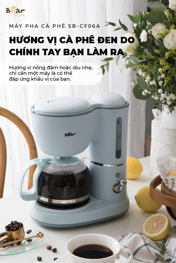 Máy Pha Cà Phê Mini BEAR nhỏ gọn tiện dụng pha trà, pha coffee, tự động giữ ấm…