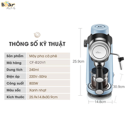Máy Pha Caphe Bear Tự Động Pha Cafe, Pha Espresso Phong Cách Ý CF-B02V1