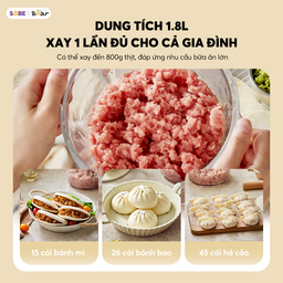 Máy Xay Thịt BEAR 1.8L Cối Thủy Tinh Xay Thịt Cá Rau Củ Cực Nhuyễn Công Suất 3…