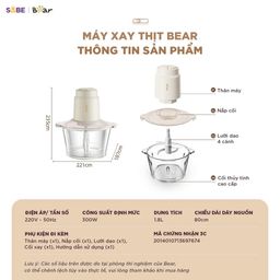 (GIÁ ĐỘC QUYỀN) Máy xay thịt Bear 1,8L CH-5H03E33 Công suất 300W – Xay nhanh,…