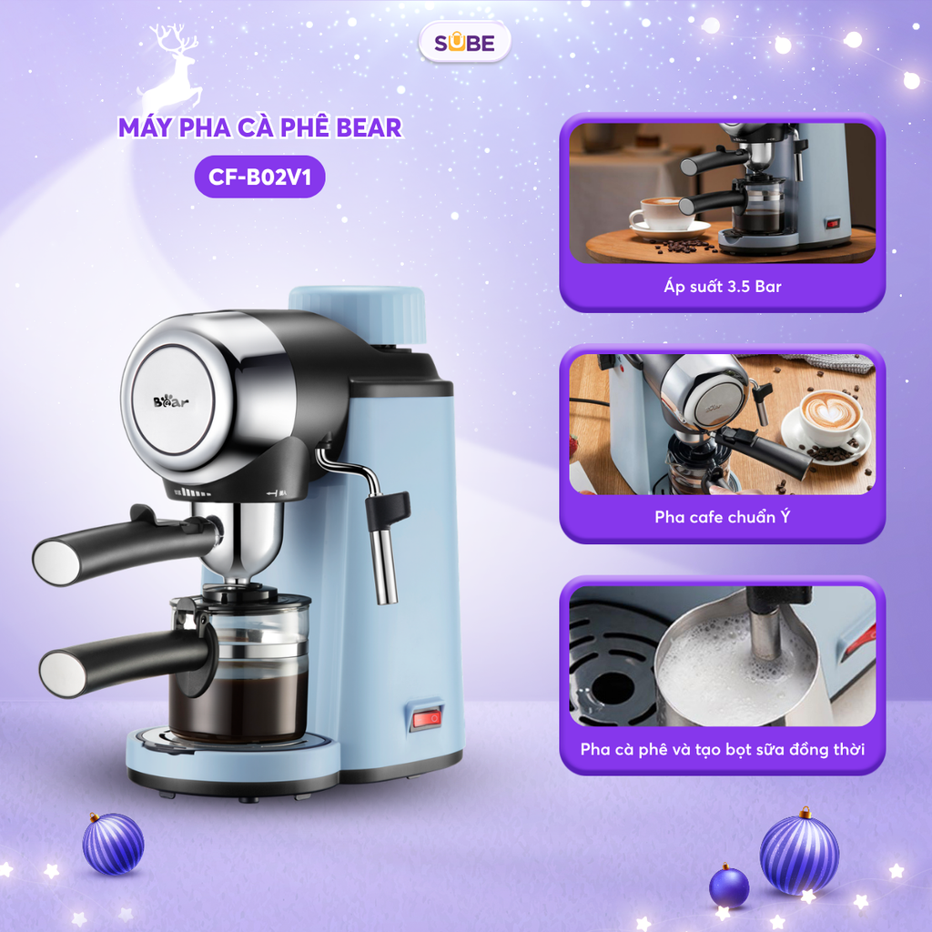 Máy Pha cà phê Bear Tự Động Pha Cafe, Pha Espresso Phong Cách Ý CF-B02V1