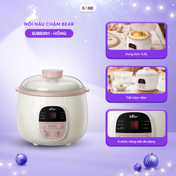 Nồi nấu chậm Bear 0.8L SUBE001 nấu cháo, chưng yến, hầm rau củ (3 màu xanh - h…