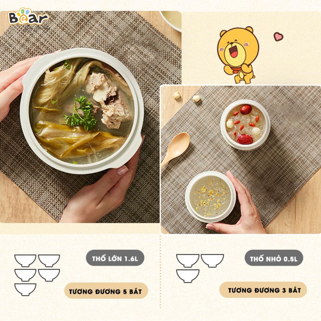 (GIÁ ĐỘC QUYỀN) Nồi Nấu Chậm Bear 1,6L SUBE002 - Ảnh 4