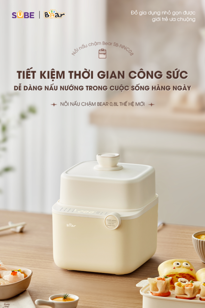 Nồi Nấu Chậm Bear 0,8L SB-NNC08 Bản Mới 7 Chế Độ Nấu Chưng Yến, Hầm Hấp Ninh Cháo Cách Thủy - Ảnh 7