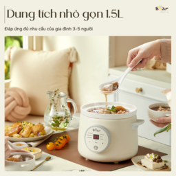 (Sale) Nồi nấu chậm trực tiếp BEAR 1,5L SB-NNC15, nấu cháo, kho, hầm ninh đồ ă…